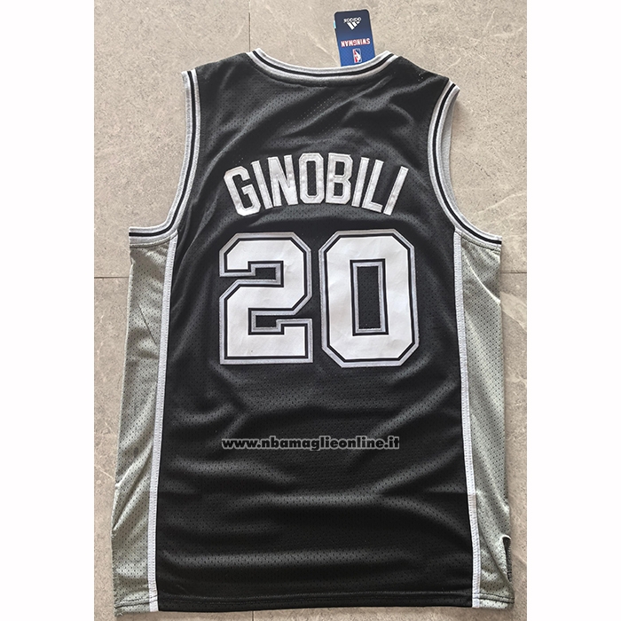 Maglia San Antonio Spurs Manu Ginobili No 20 Icon 2025-26 Nero